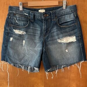 J.Crew Denim Shorts Distressed Frayed Hem Casual Blue Jean Shorts Womens Size 27